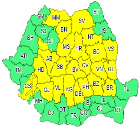 Cod Galben de furtună (și) în Dâmbovița, pentru data de 22 iulie