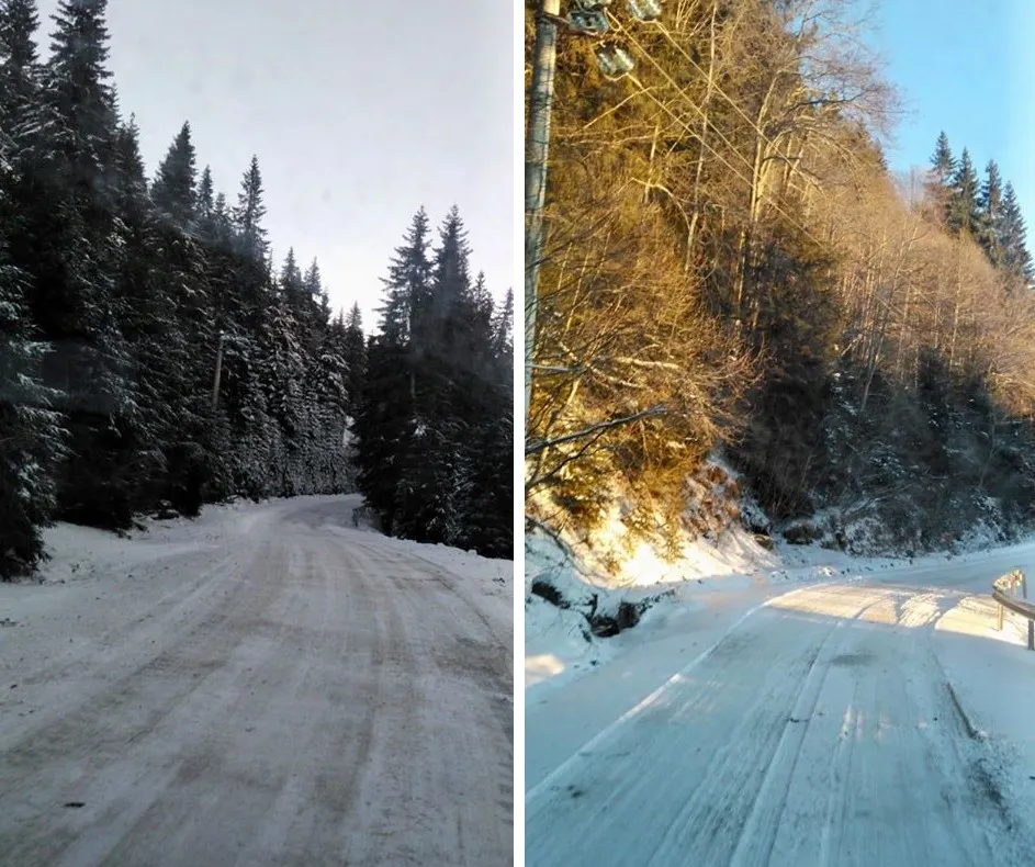 Cum arată drumul de acces, din munte,  către stațiunea Padina-Peștera, după episodul de cod roșu de vânt