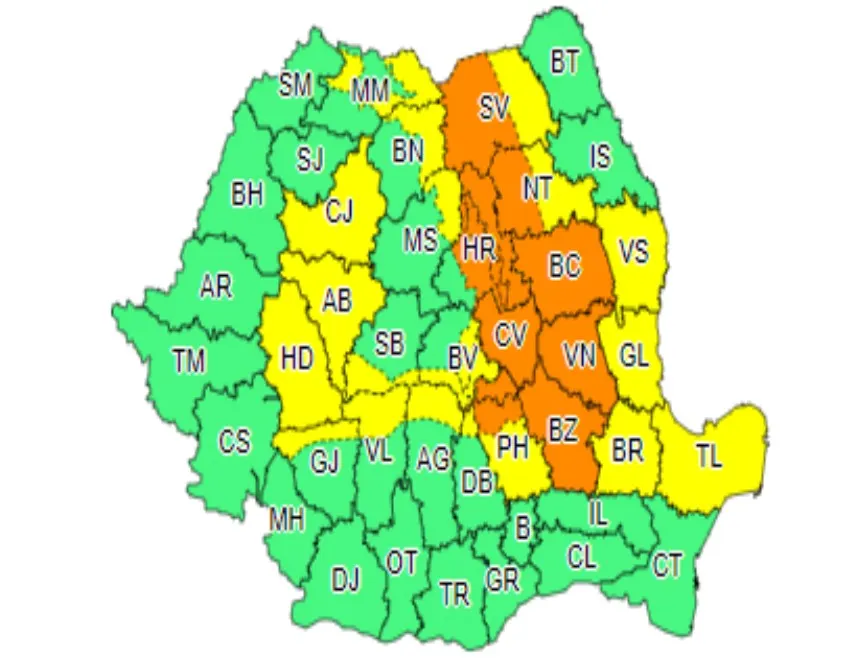 Vești mai bune de la meteorologi, pentru Dâmbovița. Cod galben, de precipitații, restrâns (29 iunie), doar la munte
