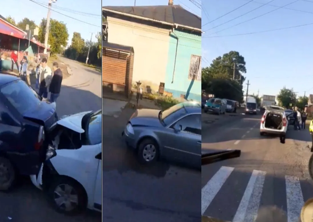Trei persoane au fost rănite,într-un accident petrecut la Butimanu. Patru mașini prinse într-un carambol