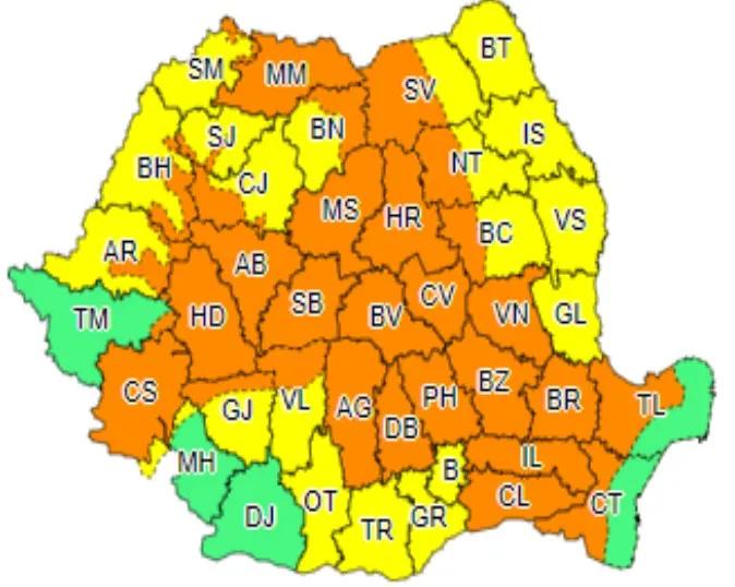 Din nou furtună, precipitații abundente și coduri portocalii, în Dâmbovița