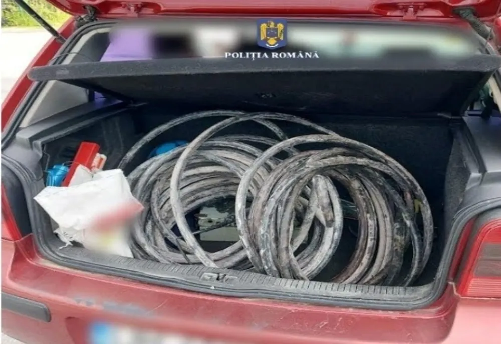Bărbaţi reţinuţi după ce au furat cablu de pe podul C.F.R, de la intrarea în stația CF Fieni