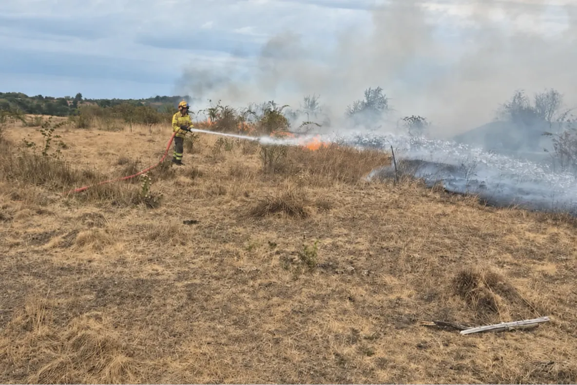 Incendiu de vegetație uscată în Ludești. Pompierii au intervenit cu două autospeciale