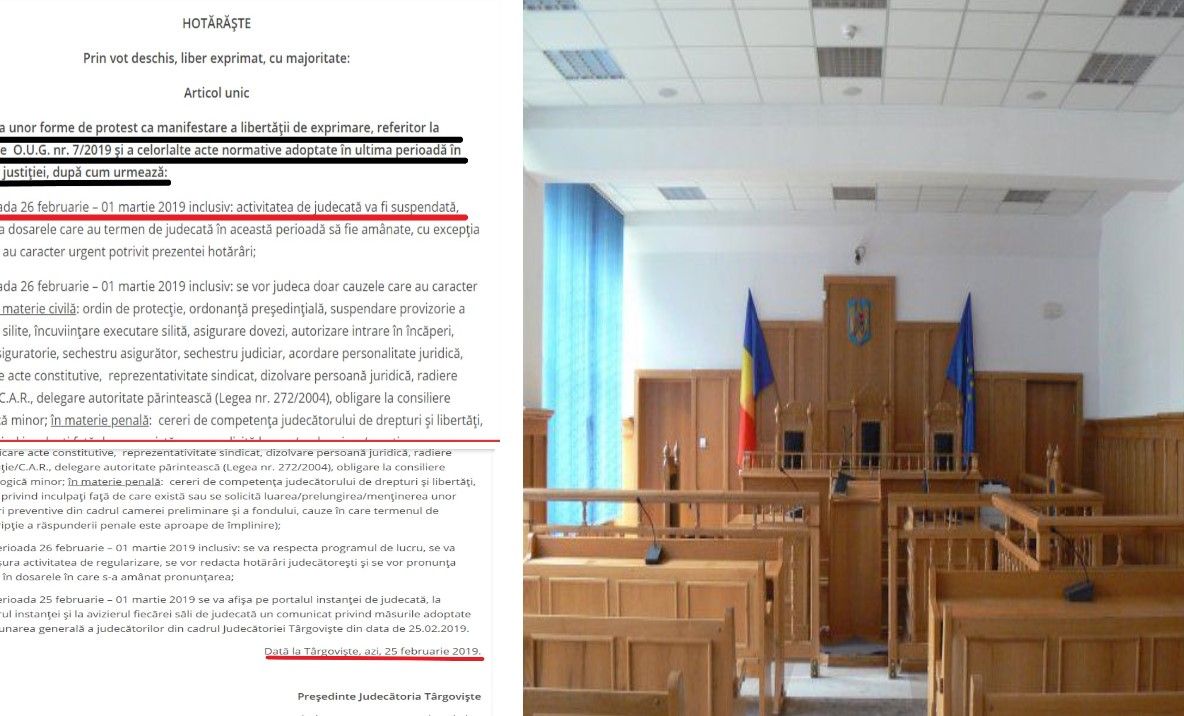 Judecătorii târgovișteni se alătură protestului împotriva O.U.G. 7/2019