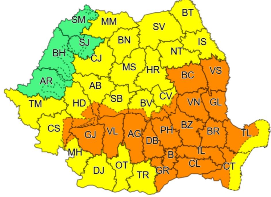 Atenție! Cod portocaliu de furtună și în Dâmbovița