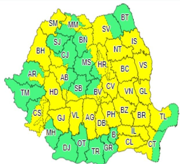 Cod Galben de ploi și instabilitate atmosferică, (și) în Dâmbovița