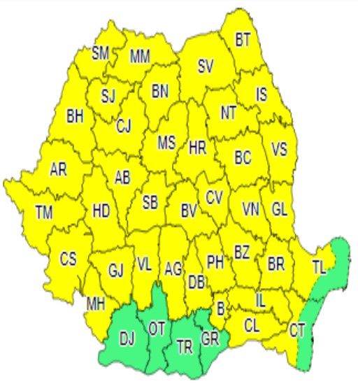 Alertă nouă de furtună! Cod Galben și pentru Dâmbovița (hartă)