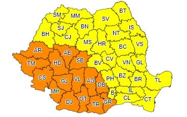 Cod Portocaliu de furtună, grindină și căderi importante de precipitații, în Dâmbovița