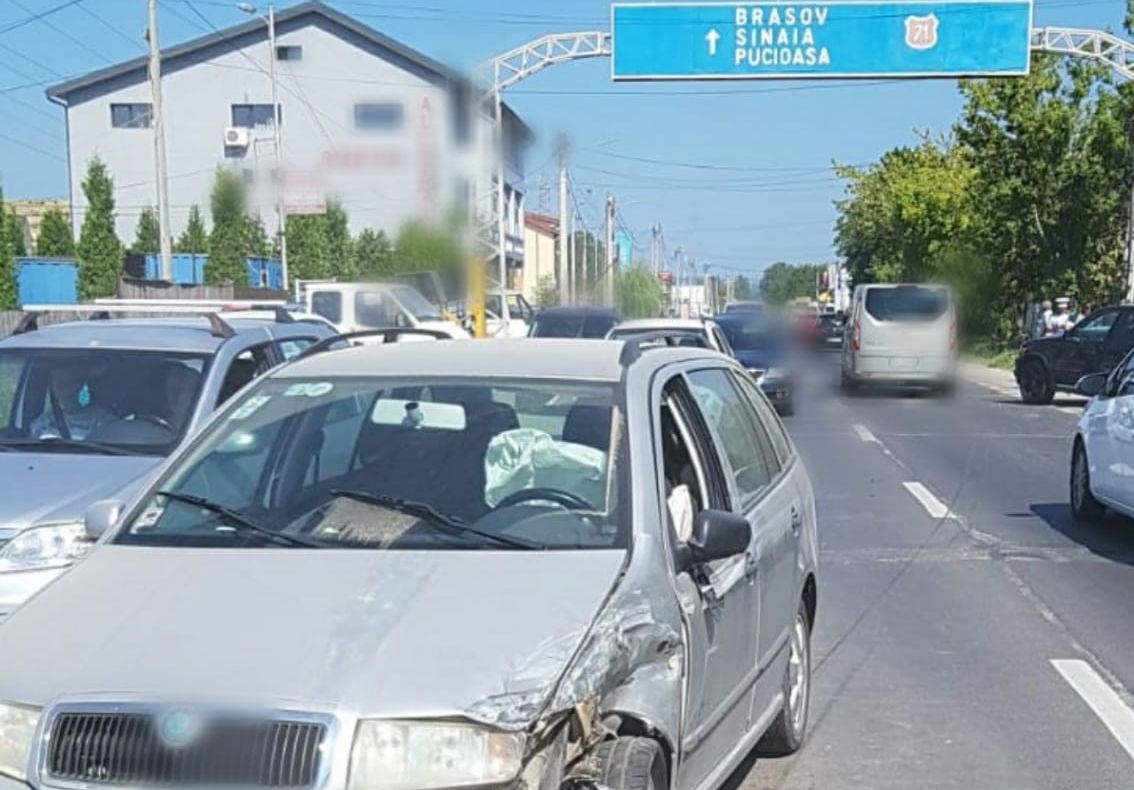 Carambol auto la ieșirea din Târgoviște. Un tânăr accidentat