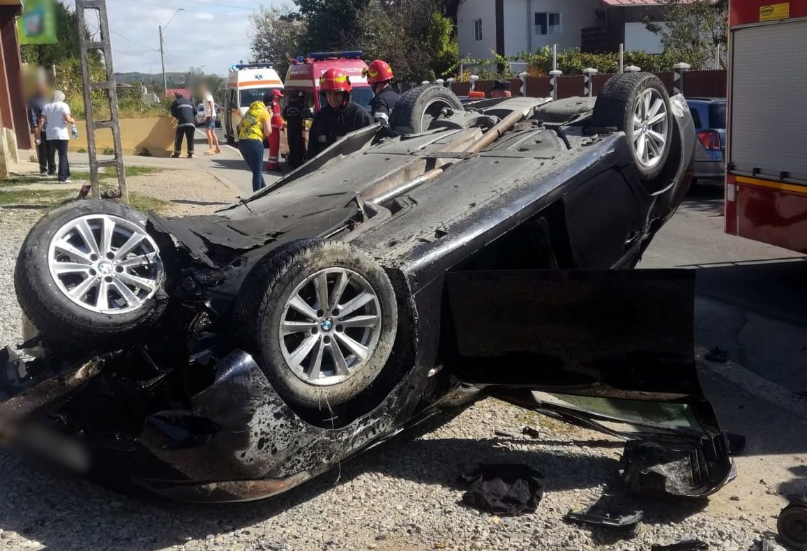 Au avut noroc.Tamponare spectaculoasă la Moreni