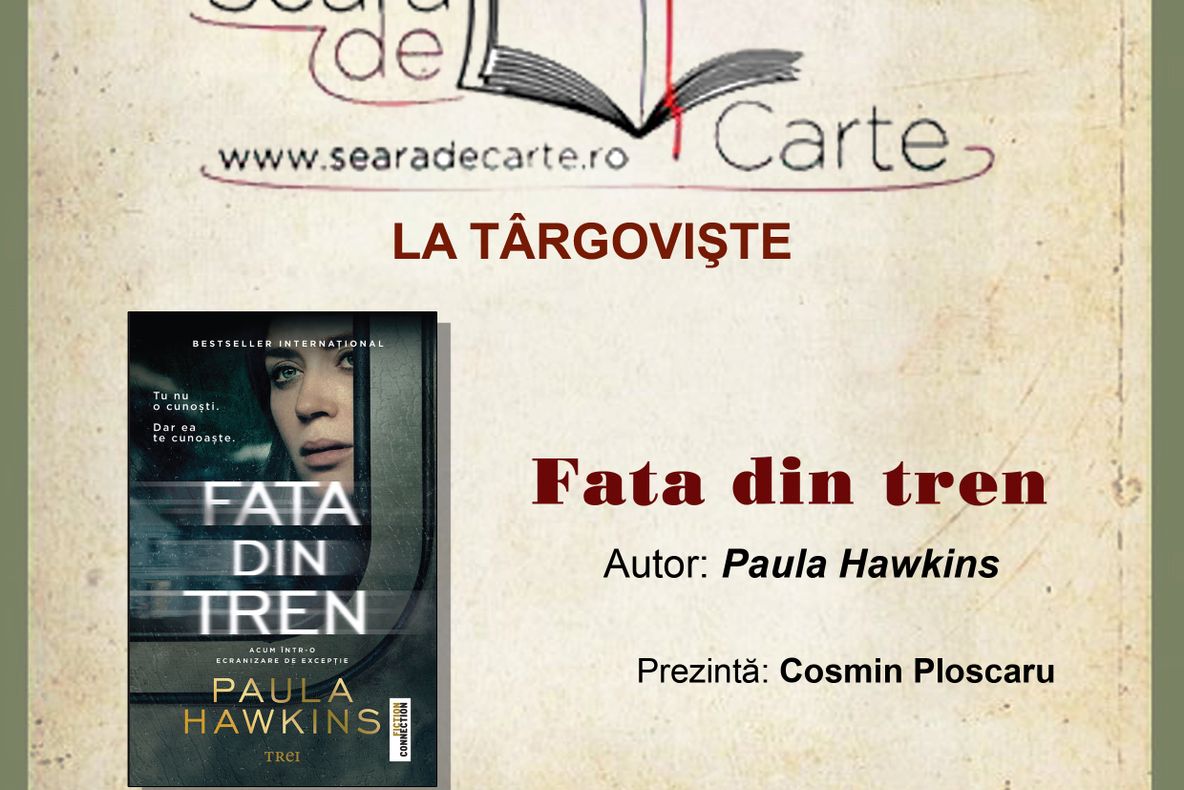 În această seară se citește „Fata din tren”, autor Paula Hawkins la Biblioteca Județeană