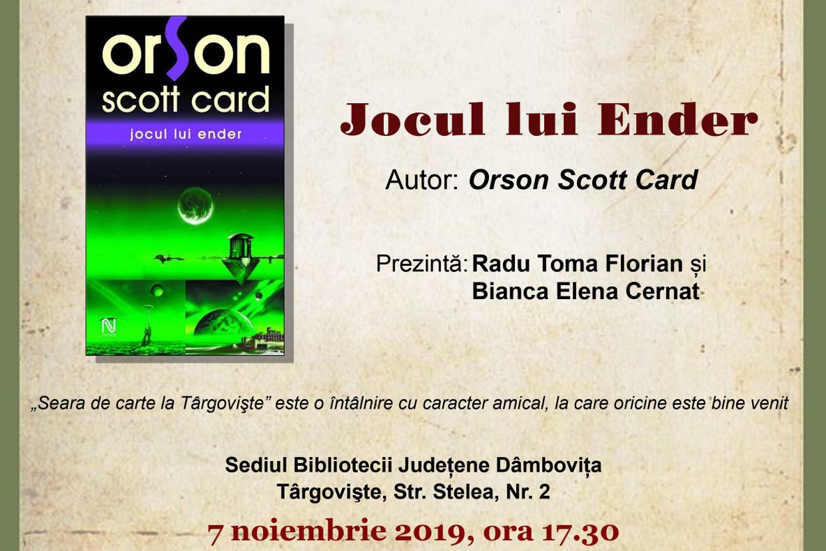 „Seara de carte la Târgovişte”, la sediul Bibliotecii Judeţene