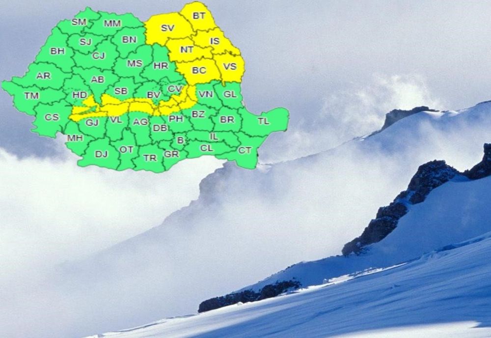 Cod gaben de viscol și zăpadă, în zona de munte, din Carpații Meridionali. Vezi unde ninge, în Dâmbovița