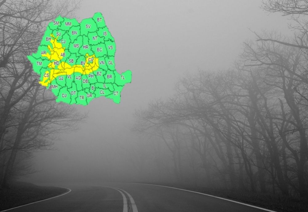 Dublu Cod Galben în Dâmbovița. Ceață în sud, viscol și zăpadă în nord.