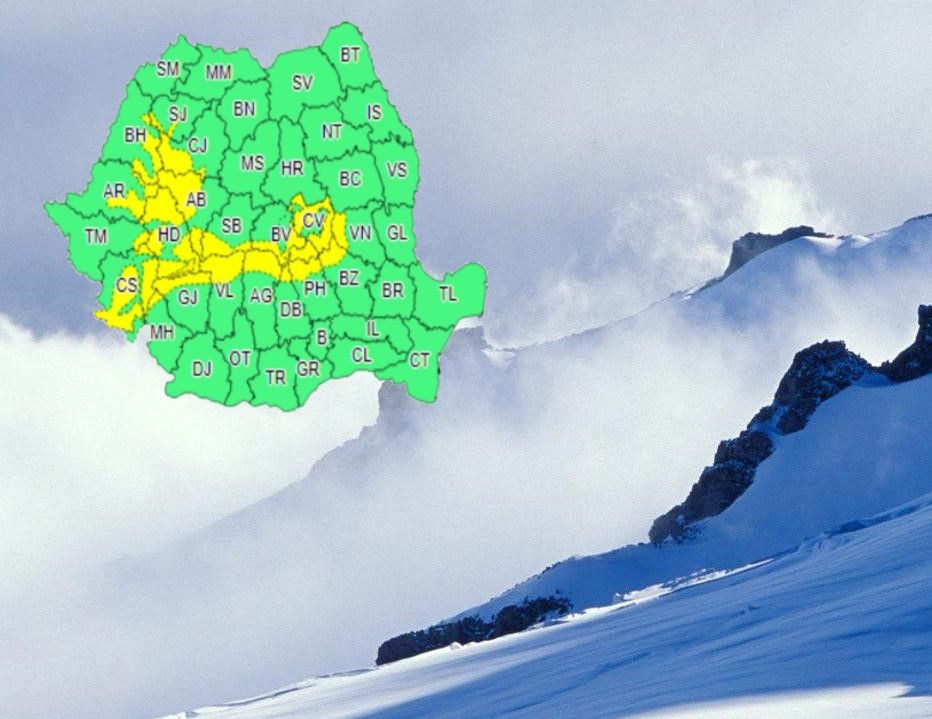 Cod galben de viscol și ninsoare, până de Crăciun, (și) în Dâmbovița. Vezi unde