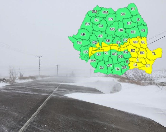 Atenționare meteorologică! Cod galben de vânt extins ( 6 ianuarie, ora 06.00-22.00). Rafale și de 80 km/h