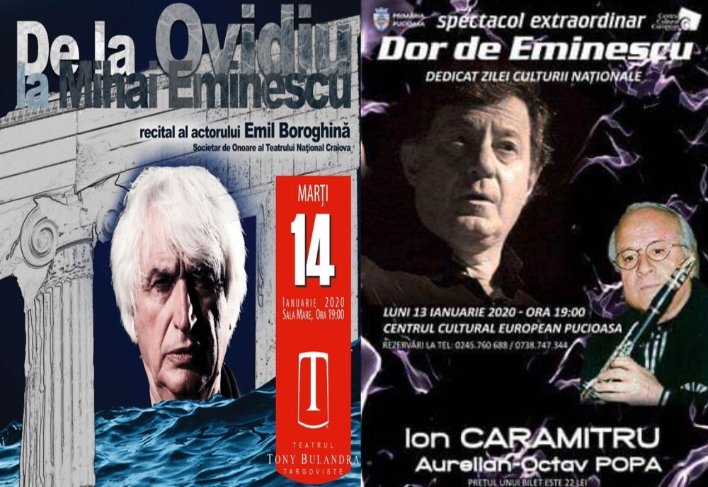 Spectacole omagiale Mihai Eminescu, la Târgoviște și Pucioasa. Vezi ce mari actori vor susține recitaluri de poezie