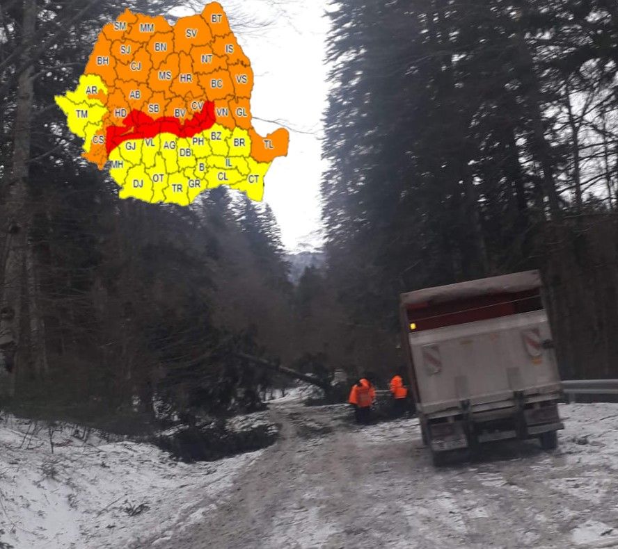 Cod roșu de vânt puternic (24 februarie) și în Dâmbovița, în zona montană. Pericol pe drumurile de munte