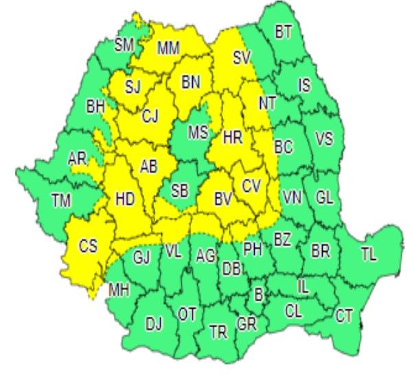 Cod galben de vânt puternic și ploi (și) în zona montană din Dâmbovița (3 februarie). Vin în sfârșit și precipitațiile. Vezi unde