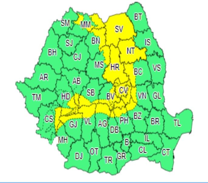 Atenție,vine iarna! Cod galben de ninsori (și) în Dâmbovița. Temperaturile scad spectaculos. Maxime de doar 2 grade, la Târgoviște!