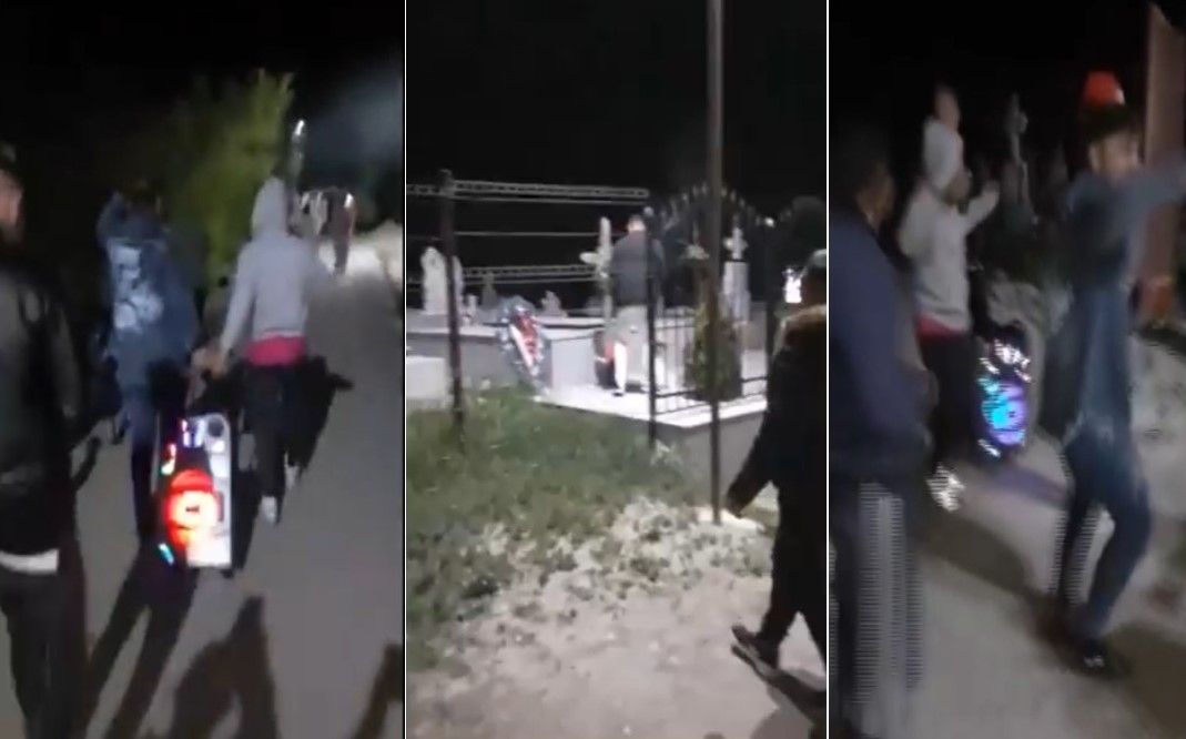 Incredibil! Chef în cimitir, cu manele si băutură, la Vizurești, în noaptea de Înviere. "Să danseze si morții", spuneau petrecăreții