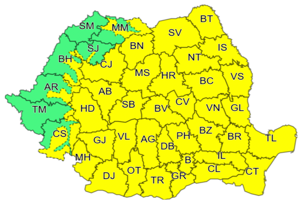 Update| Cod galben de furtună (12 mai) și în județul Dâmbovița. Atenționarea vizează aproape toată țara
