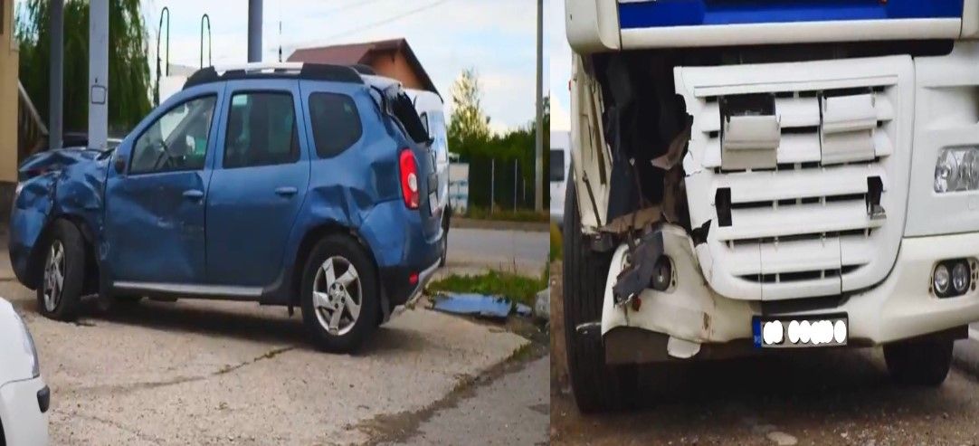 Accident spectaculos pe DN 72, la Nisipuri. Un tir a intrat în plin în două autoturisme