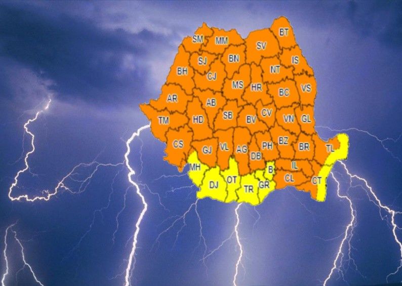 Cod portocaliu de furtuna și grindină (și) în Dâmbovița(14 -15 iunie)