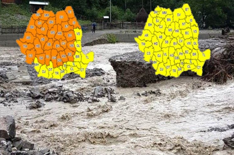 Vești proaste de la meteorologi. Coduri portocalii și galbene, de furtună și precipitații, până în 20 iunie. Sunt posibile inundații