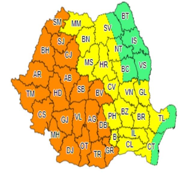 Cod portocaliu de furtună prelungit (și) în Dâmbovița (15-16 iunie)
