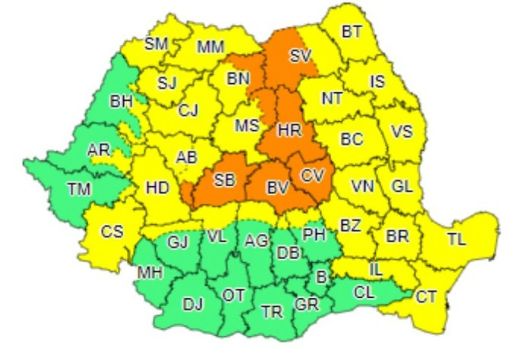 Cod galben de vreme rea pentru zona montană din Dâmbovița