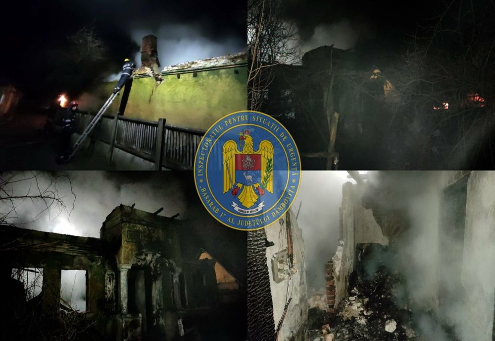 Dâmbovița. Bătrân găsit carbonizat în locuința cuprinsă de flăcări