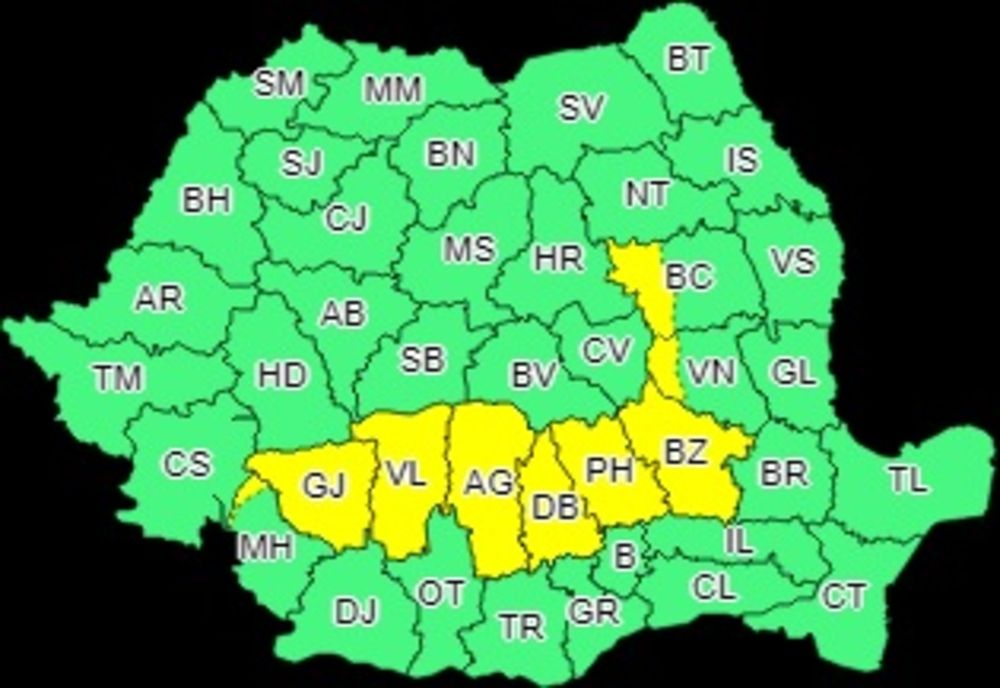 Cod Galben de vreme rea în județul Dâmbovița! Sunt anunțate averse cu caracter torențial până la ora 22:00! 