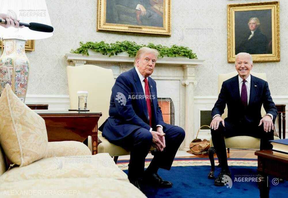 SUA: TRUMP ŞI BIDEN AU DISCUTAT DESPRE UCRAINA ŞI ORIENTUL MIJLOCIU ÎN CADRUL UNEI ÎNTREVEDERI "CORDIALE" LA CASA ALBĂ