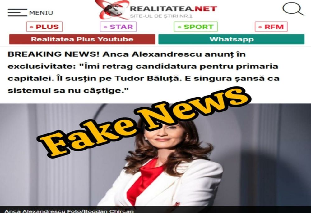 Anca Alexandrescu și realitatea.net, victimele unui fals grosolan. Un fake news lansat pe X anunță retragerea candidatei independente - FOTO