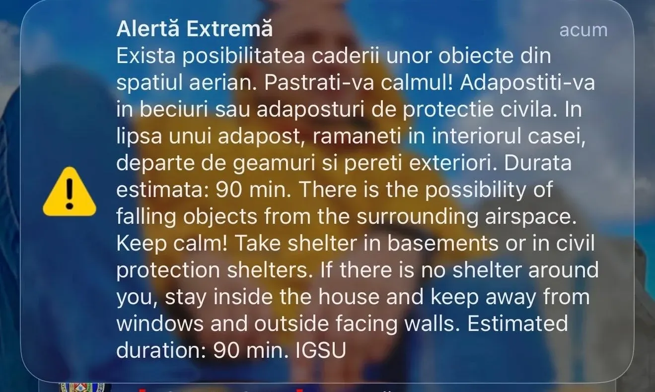 Alertă aeriană în Tulcea: RO-Alert pentru o posibilă incursiune de drone la granița cu Ucraina