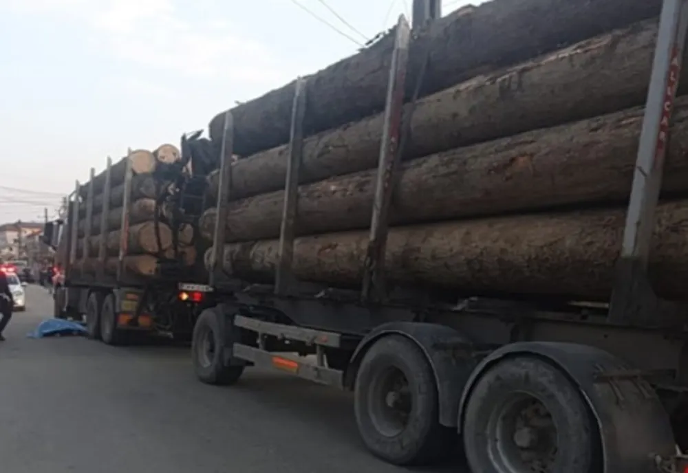 Dramă în comuna dâmbovițeană Mănești. Un bărbat accidentat mortal, de un camion încărcat cu lemn