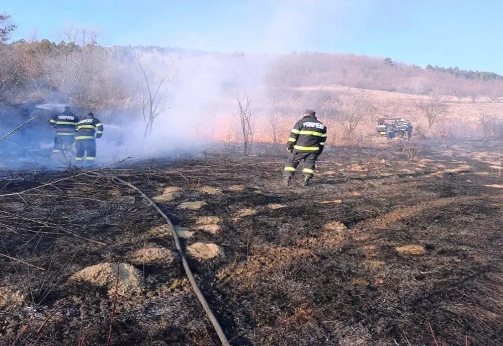 Dâmboviţa. Incendiile de vegetație uscată se extind. Peste 75 de hectare de teren arse într-o singură zi