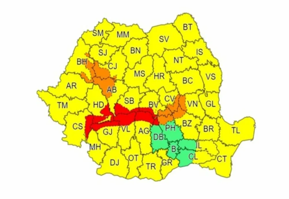 Cod roșu de vânt puternic în zona de munte a județului Dâmbovița