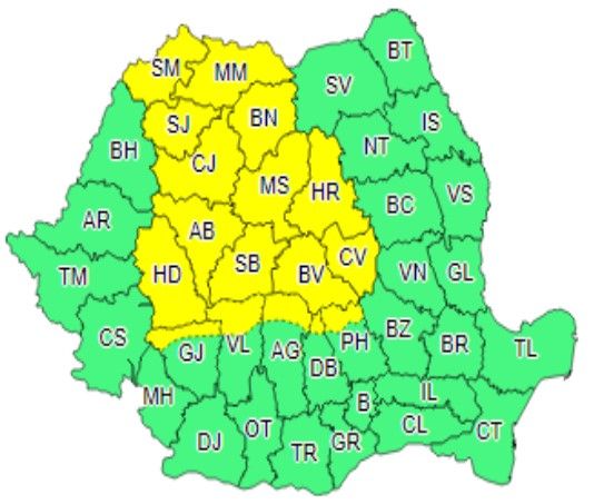 harta cod galben 26 august