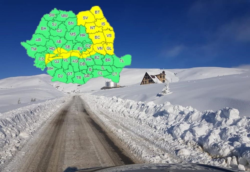 Cod galben de vânt puternic în zonele de munte din Carpații Meridionali și de Curbură