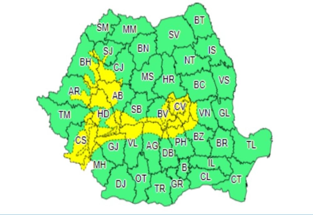 Cod galben de vânt, pentru două zile, în zona montană din Dâmbovița