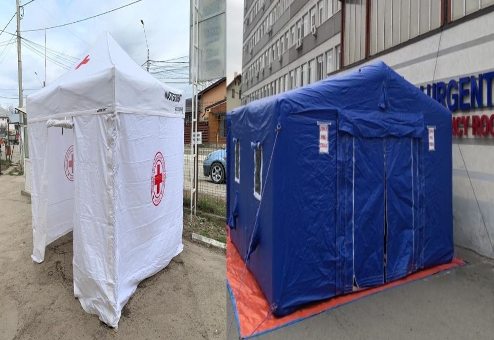 Corturi de triaj epidemiologic amplasate în vecinătatea spitalelor din Dâmbovița