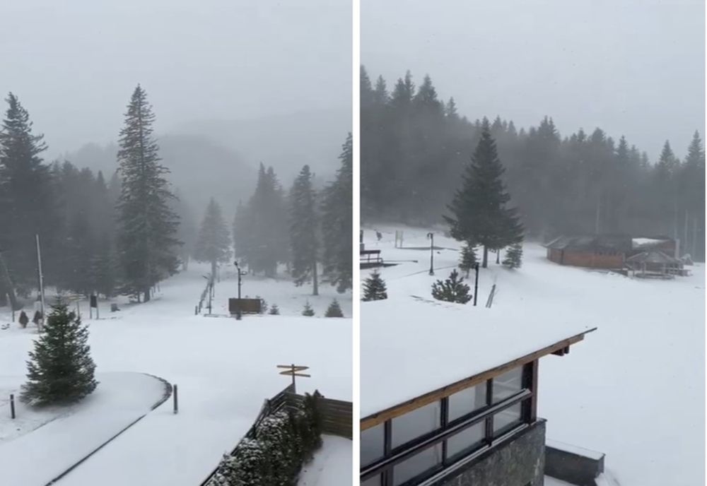 În Bucegi a venit iarna! Zăpadă, viscol si cod portocaliu de vânt, la Padina-Peștera și Vârful Omu