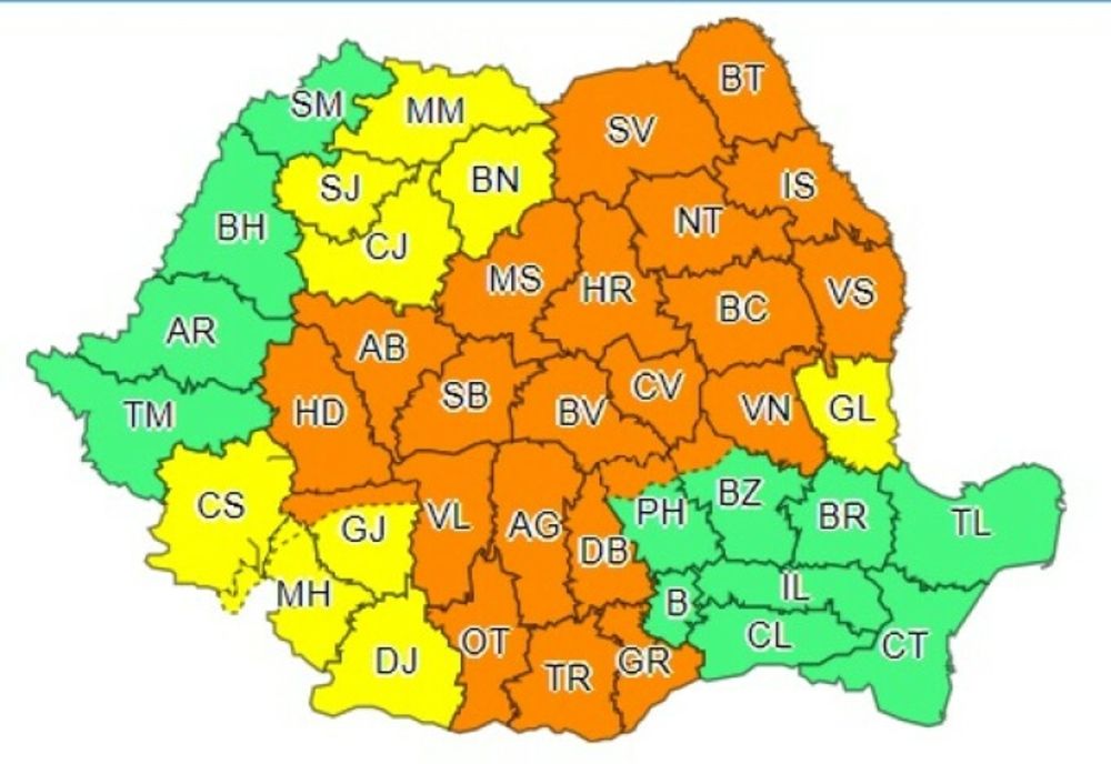Giurgiu, Dâmbovița și Prahova, printre județele avertizate cu Cod portocaliu de vijelii