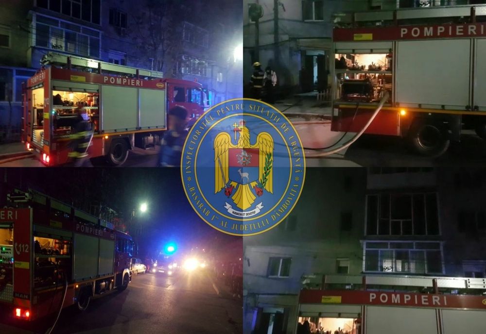 Incendiu violent într-un apartament din Găești. 50 persoane au fost evacuate