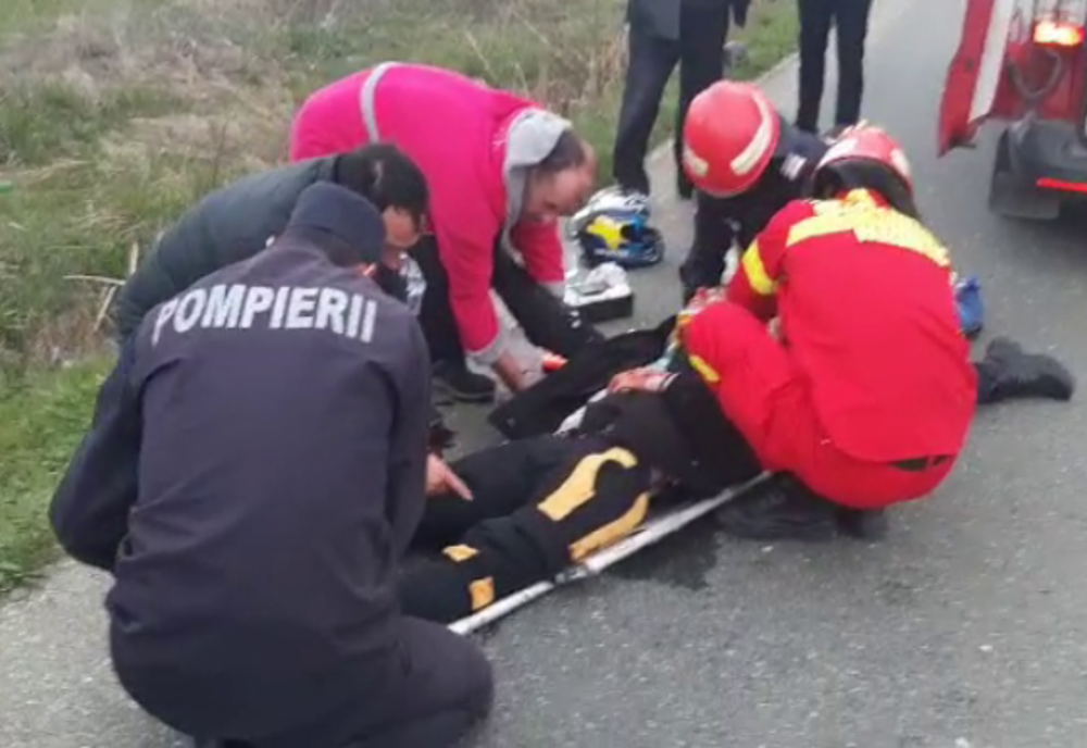 Motociclist de 20 de ani, accidentat grav, în Dâmbovița