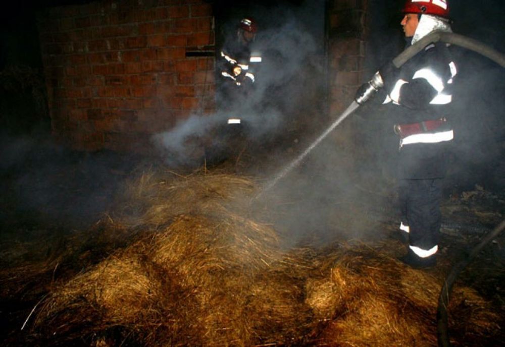 Tone de plante furajere, mistuite de flăcări în localitatea Glodeni Vale