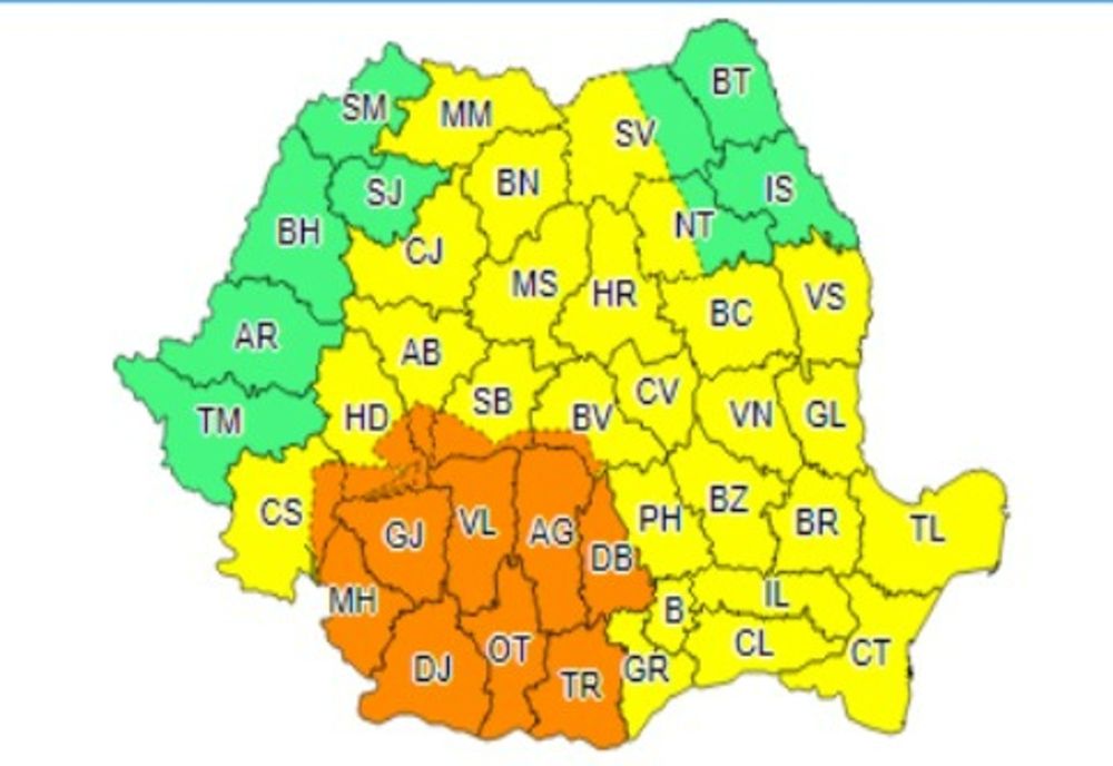 Avertizare meteo! Coduri galbene și portocalii, de ploi torențiale, în Dâmbovița în perioada 28-30 mai