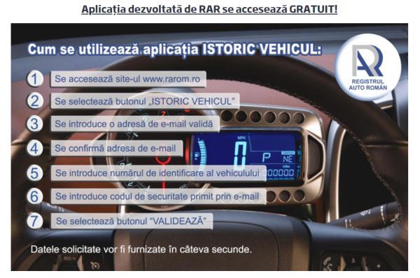 RAR lansează aplicația „ISTORIC VEHICUL”. Puteți afla în timp real informații esențiale despre un vehicul înregistrat